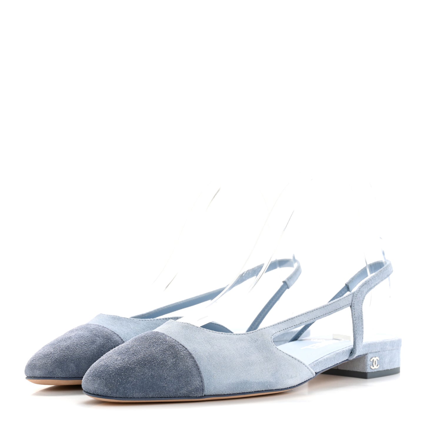 Suede Cap Toe CC Coco Slingback Pumps 39 Light Blue