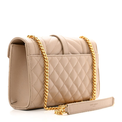 Saint Laurent Grain De Poudre Textured Mixed Matelasse Triquilt Small Monogram Satchel Dark Beige 3 of 10