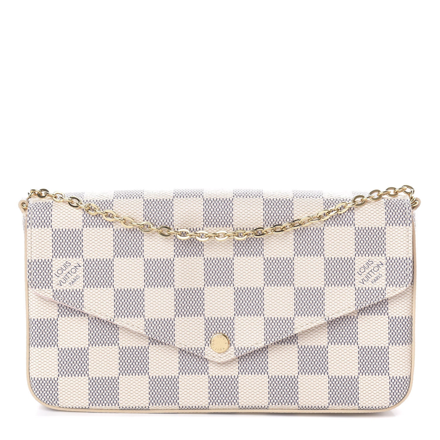Louis Vuitton Damier Azur Pochette Felicie Chain Wallet Rose Ballerine 1 of 12