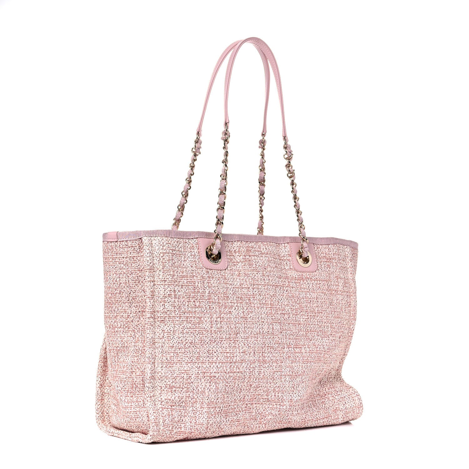Chanel Lurex Boucle Small Deauville Tote Pink 3 of 12