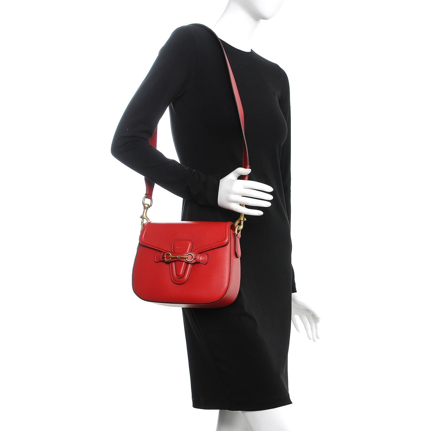 Ruinart Calfskin Medium Lady Web Shoulder Bag Hibiscus Red