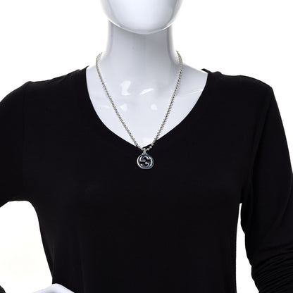 Gucci Sterling Silver Interlocking GG Pendant Beaded Necklace 2 of 7