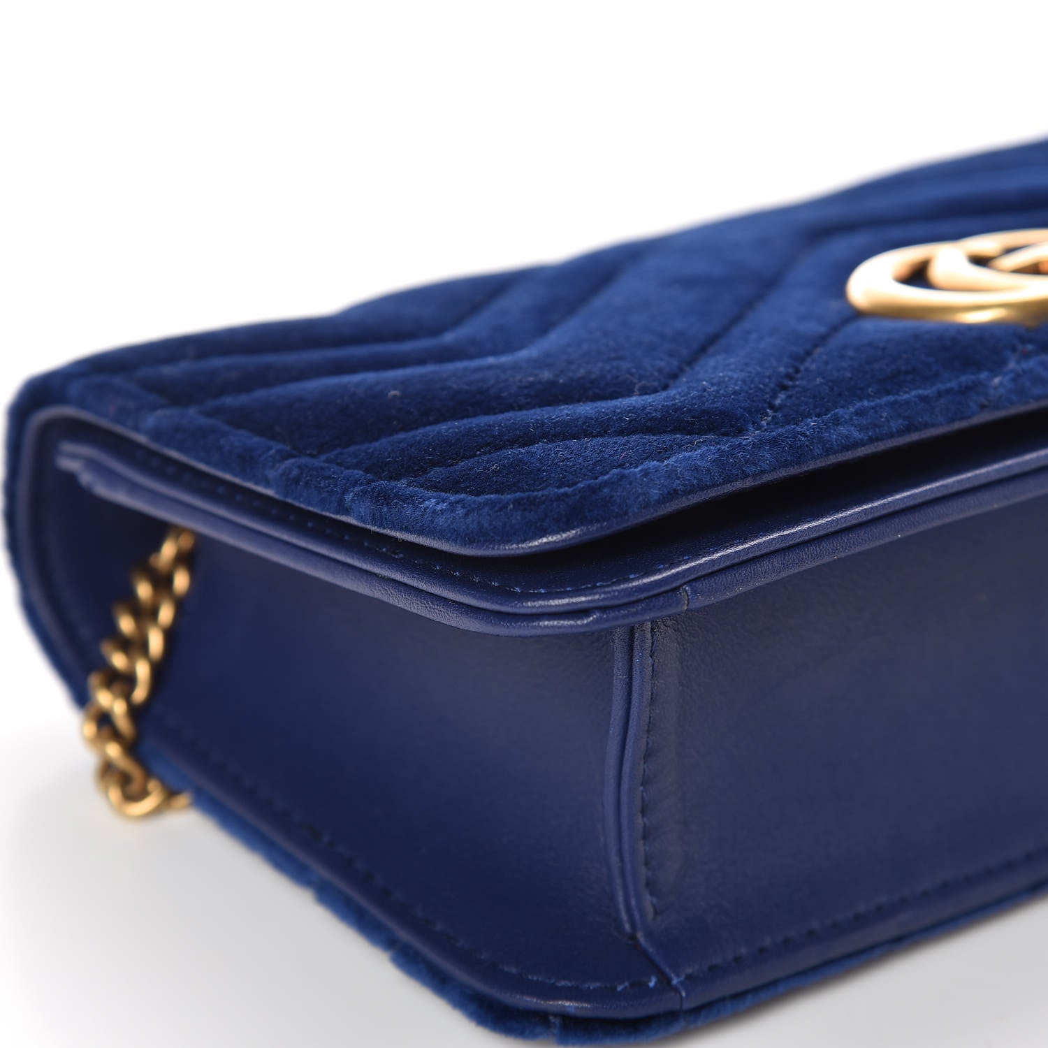 Gucci Velvet Matelasse GG Marmont Mini Bag Cobalt Blue 8 of 11