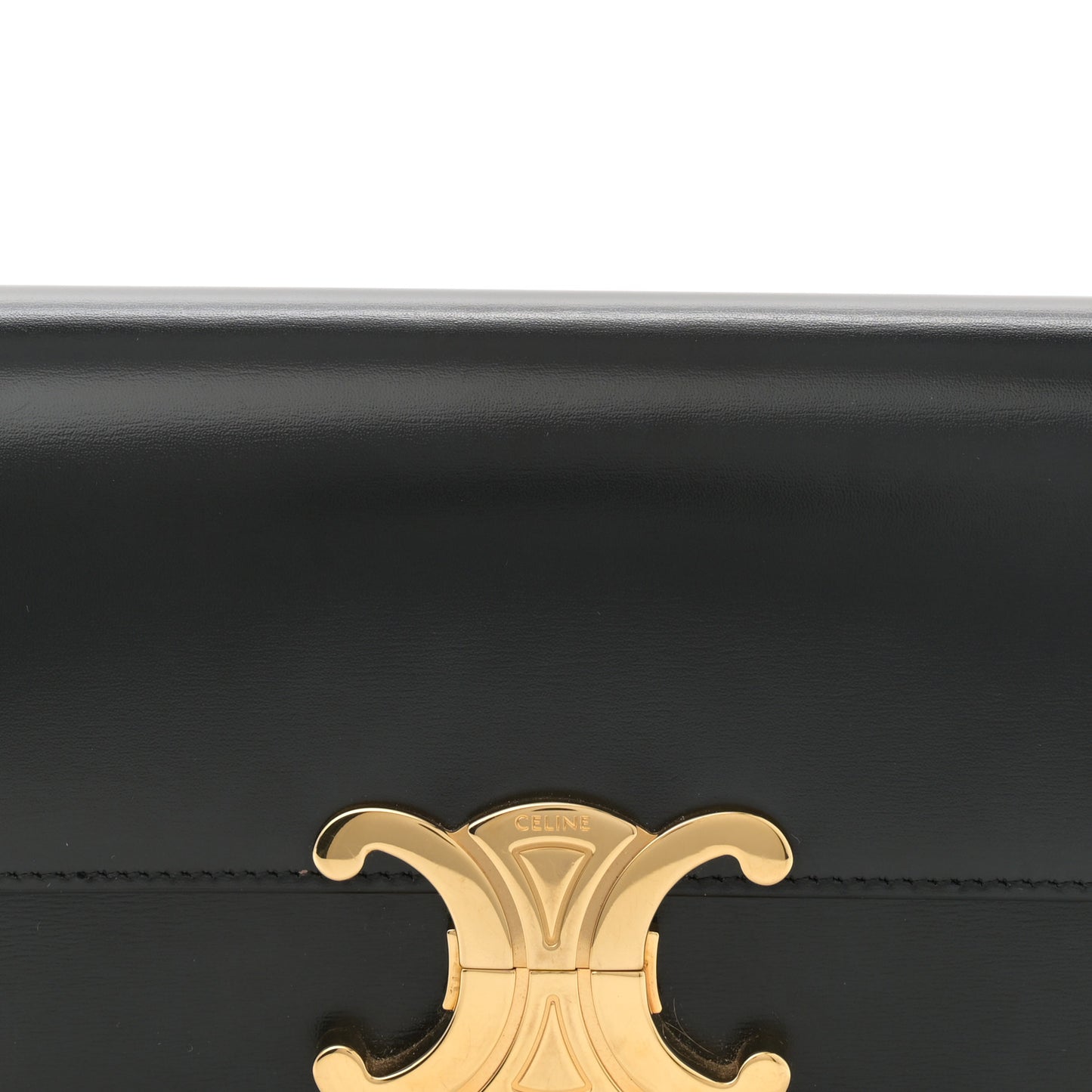Shiny Calfskin Triomphe Shoulder Bag Black