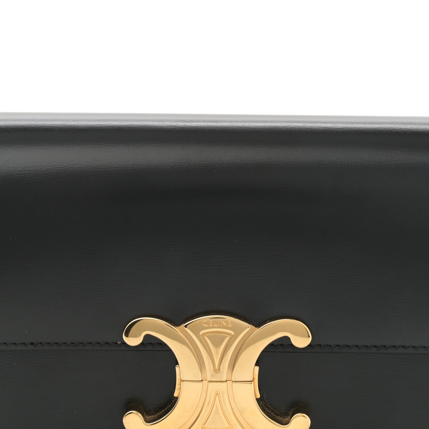 Celine Shiny Calfskin Triomphe Shoulder Bag Black 8 of 13