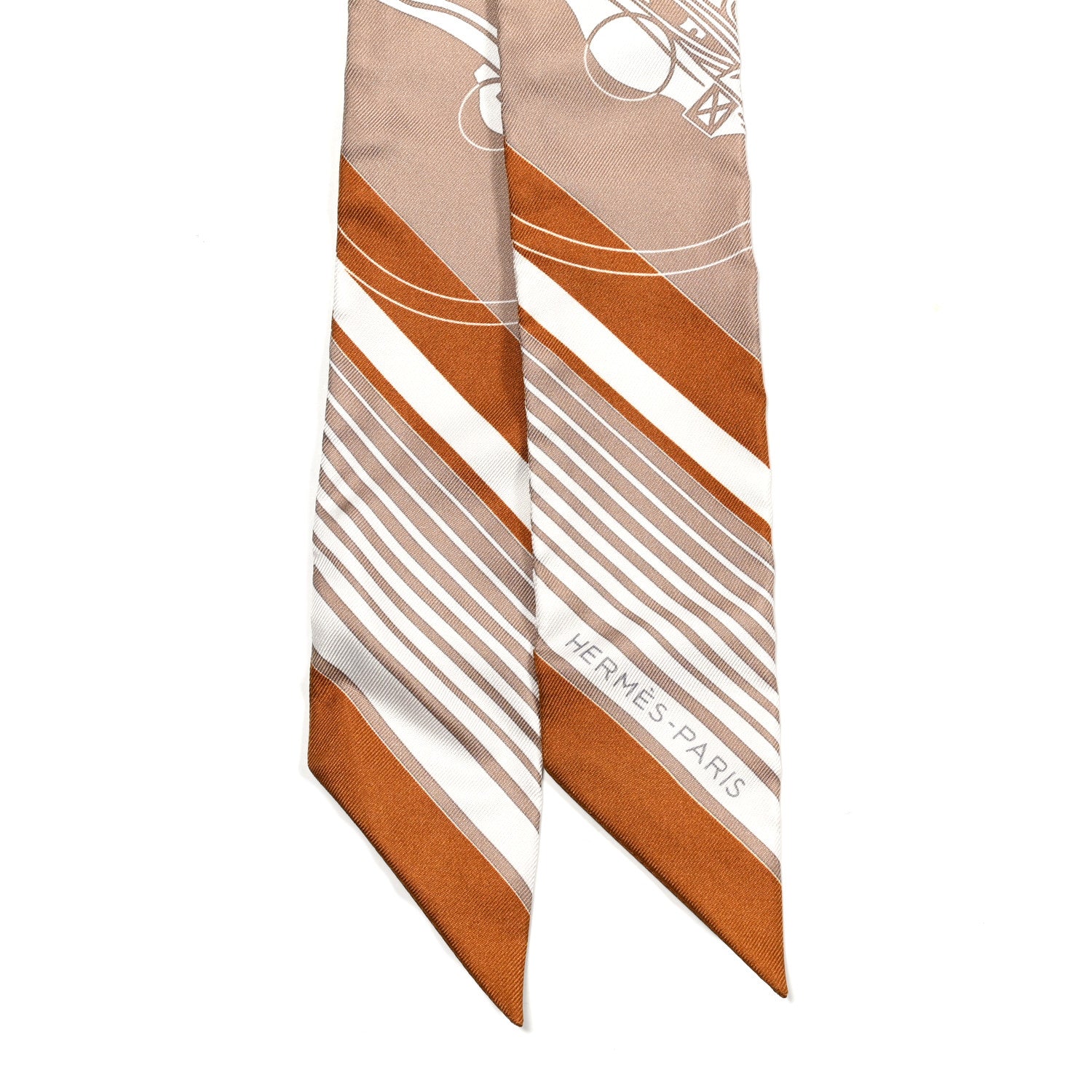 Hermes Silk Ex-Libris Twilly Beige White Caramel 2 of 4