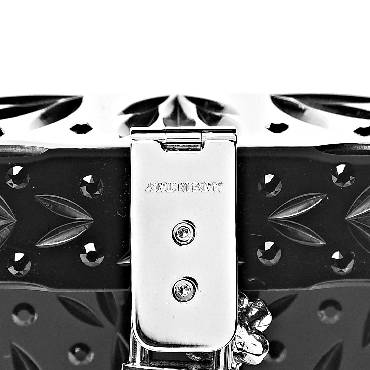 Crystal Embellished Plexiglass Phone Crossbody Black