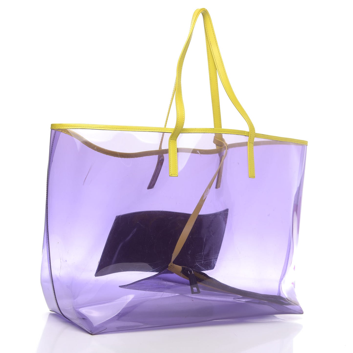 Vinyl Calfskin 90s Logo Tote Purple Yellow
