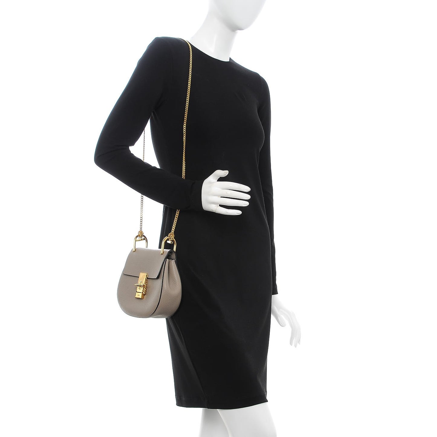 Grained Lambskin Mini Drew Shoulder Bag Motty Grey