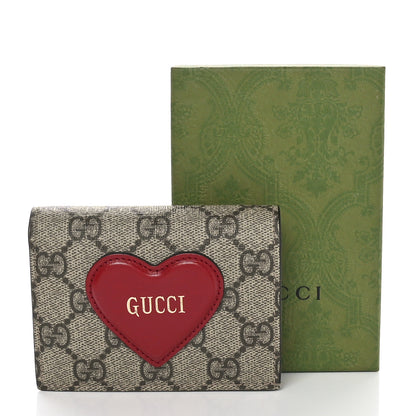 Gucci GG Supreme Monogram Script Logo Heart Card Case New Cherry Red Beige New Acero 11 of 11