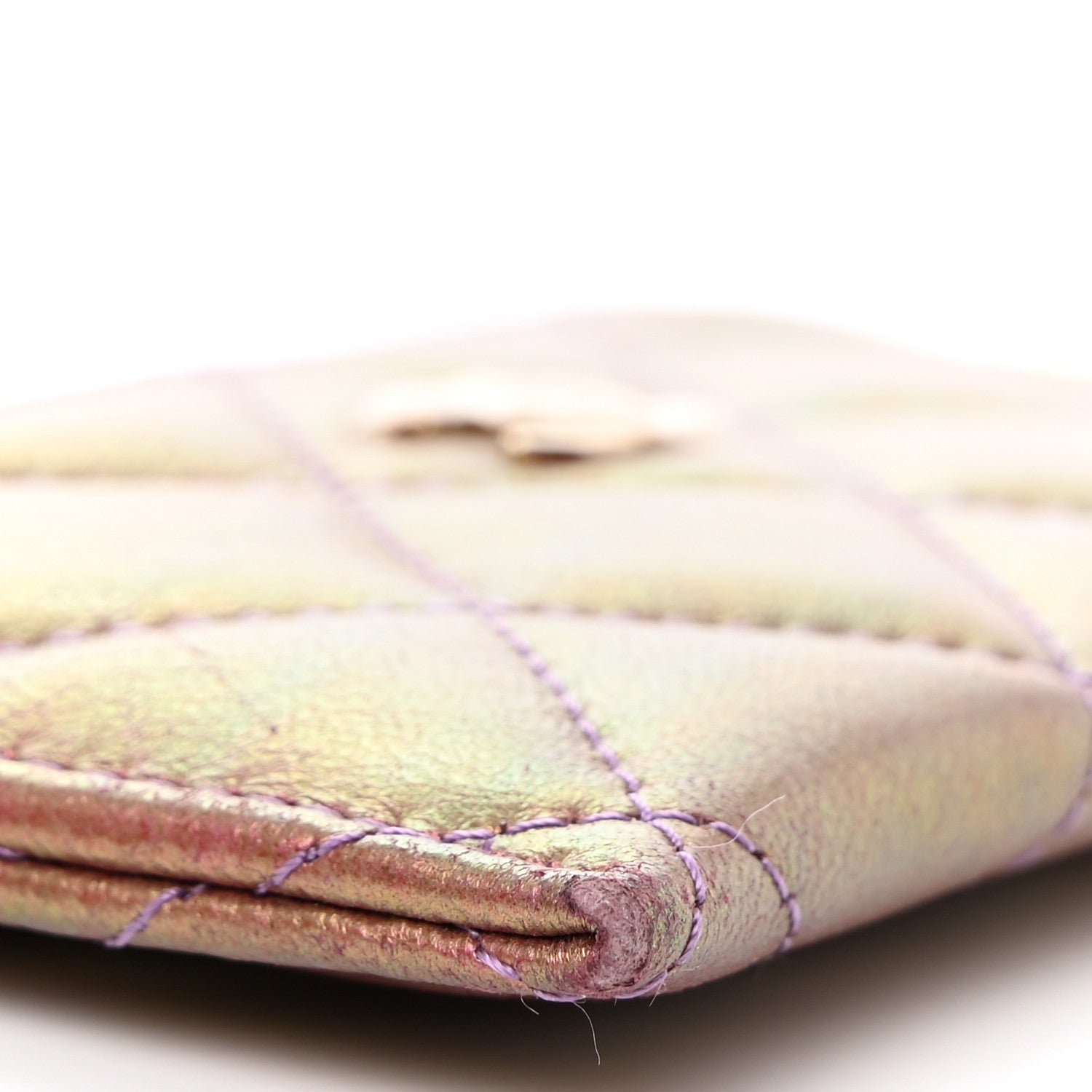 Chanel Iridescent Lambskin Quilted Card Holder Purple 9 of 10