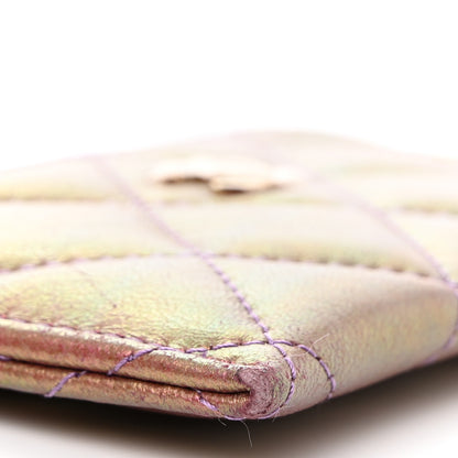 Chanel Iridescent Lambskin Quilted Card Holder Purple 9 of 10