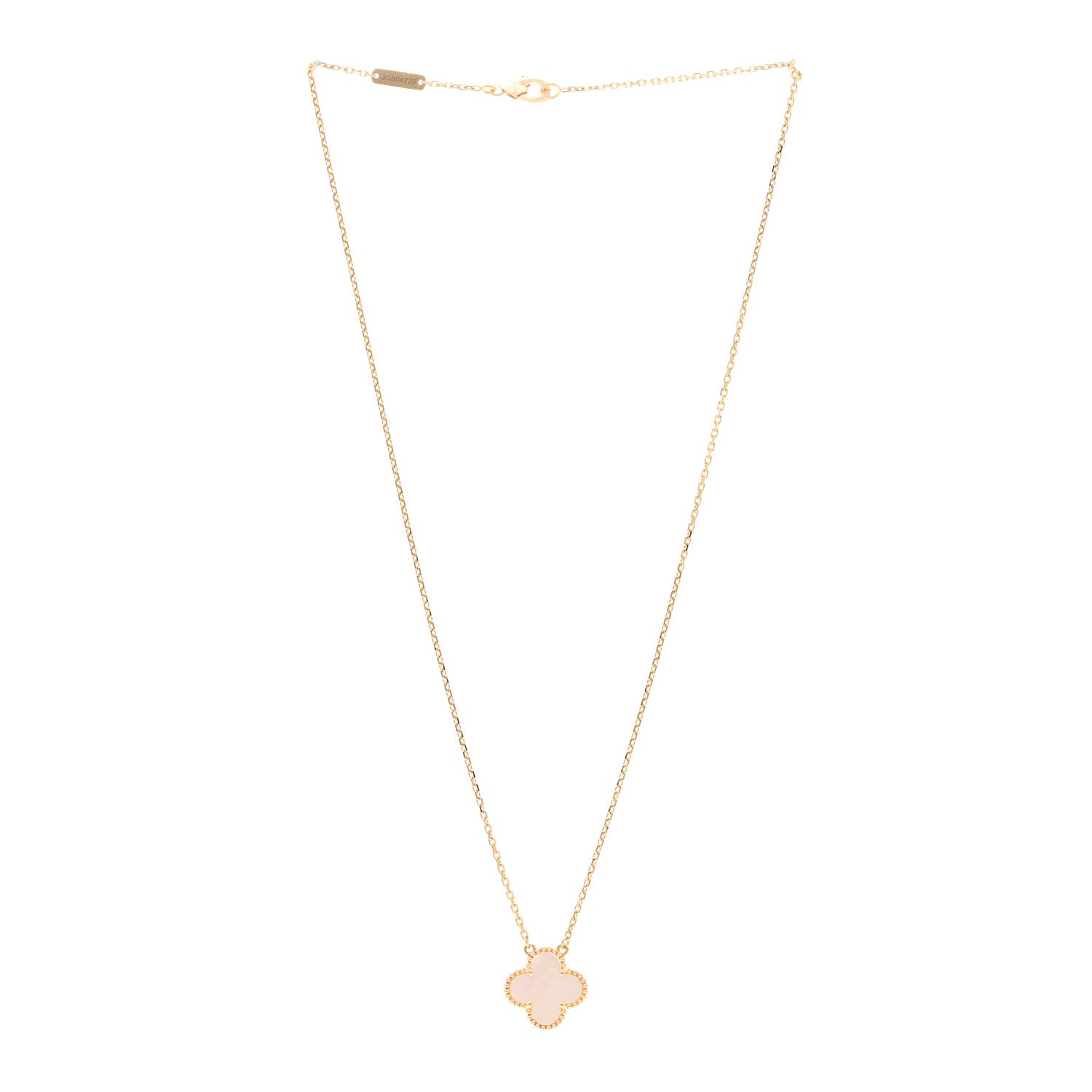 Van Cleef & Arpels 18K Yellow Gold Mother of Pearl Vintage Alhambra Pendant Necklace 3 of 5