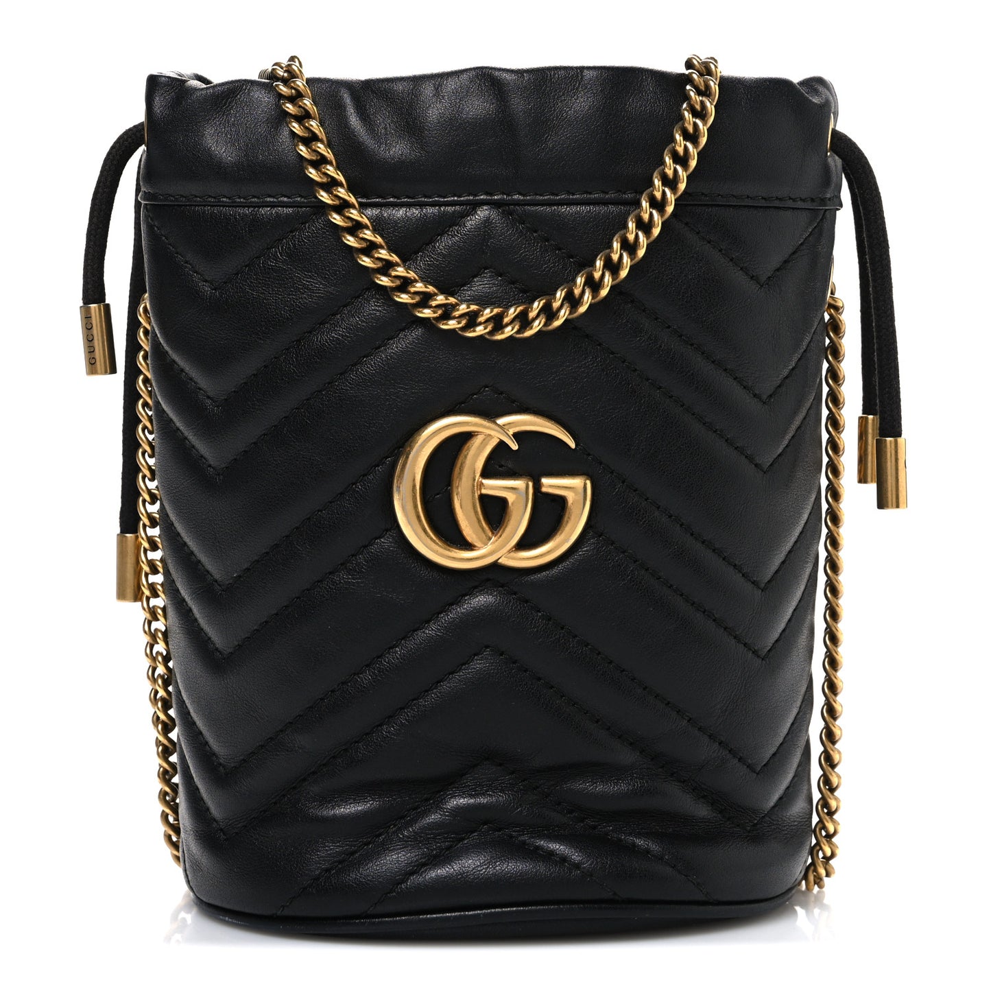 Calfskin Matelasse Mini GG Marmont 2.0 Bucket Bag Black
