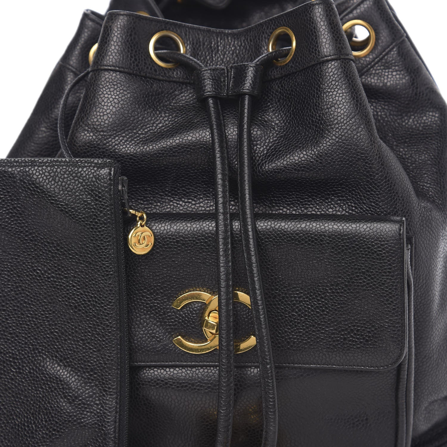 Chanel Caviar Drawstring Backpack Bag Black 10 of 10