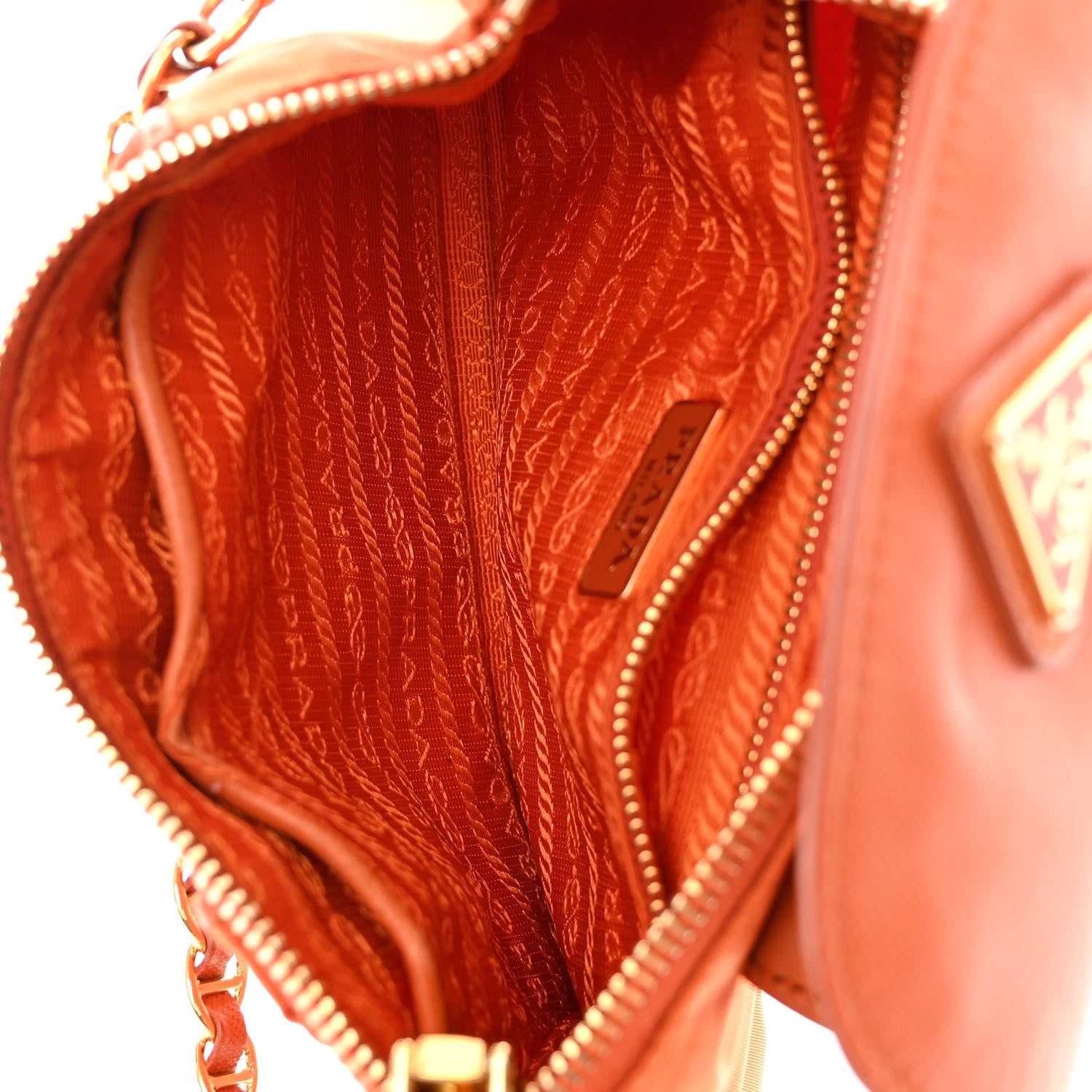 Prada Tessuto Nylon Saffiano Crossbody Bag Papaya 5 of 15