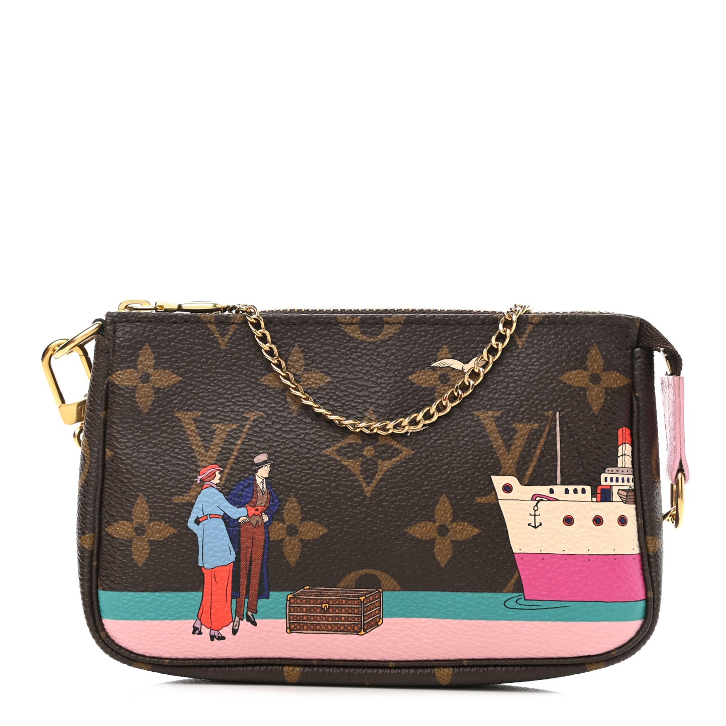 Monogram 2016 Christmas Animation Mini Pochette Accessories Rose Ballerine