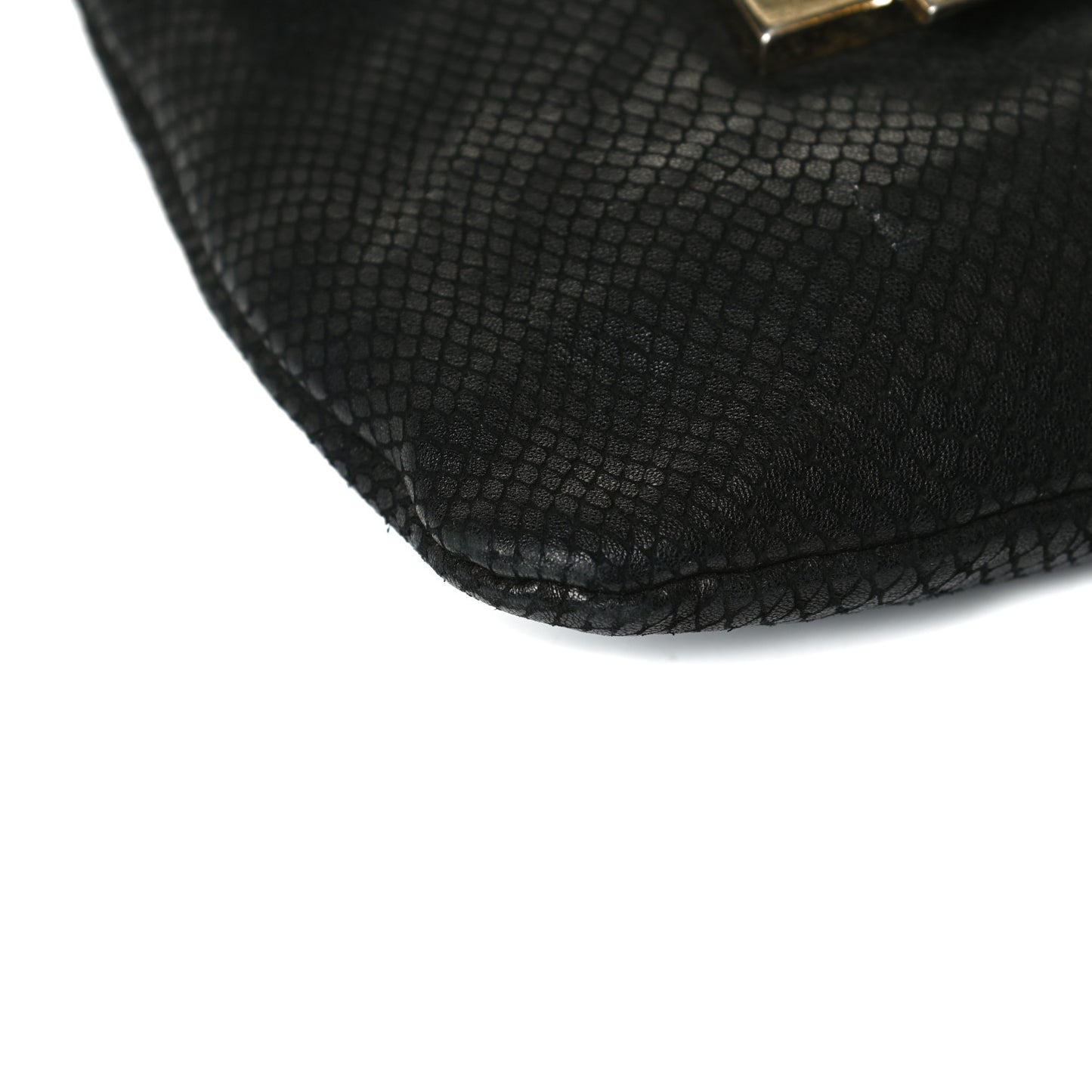 Snakeskin Embossed Calfskin Crossbody Black