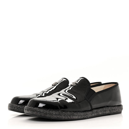 Chanel Patent Calfskin CC Mocassin Loafer Espadrilles 42 Black 3 of 7