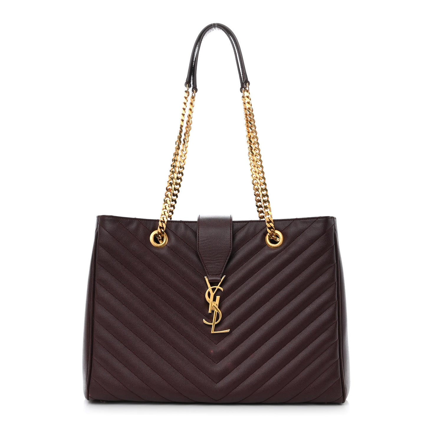 Grain De Poudre Matelasse Chevron Large Monogram Shopping Bag Amarena
