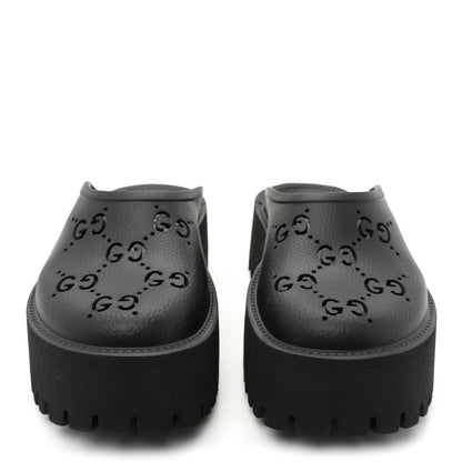 Gucci Rubber GG Monogram Perforated Elea Platform 55mm Lug Sole Sandals 36 Black 2 of 9