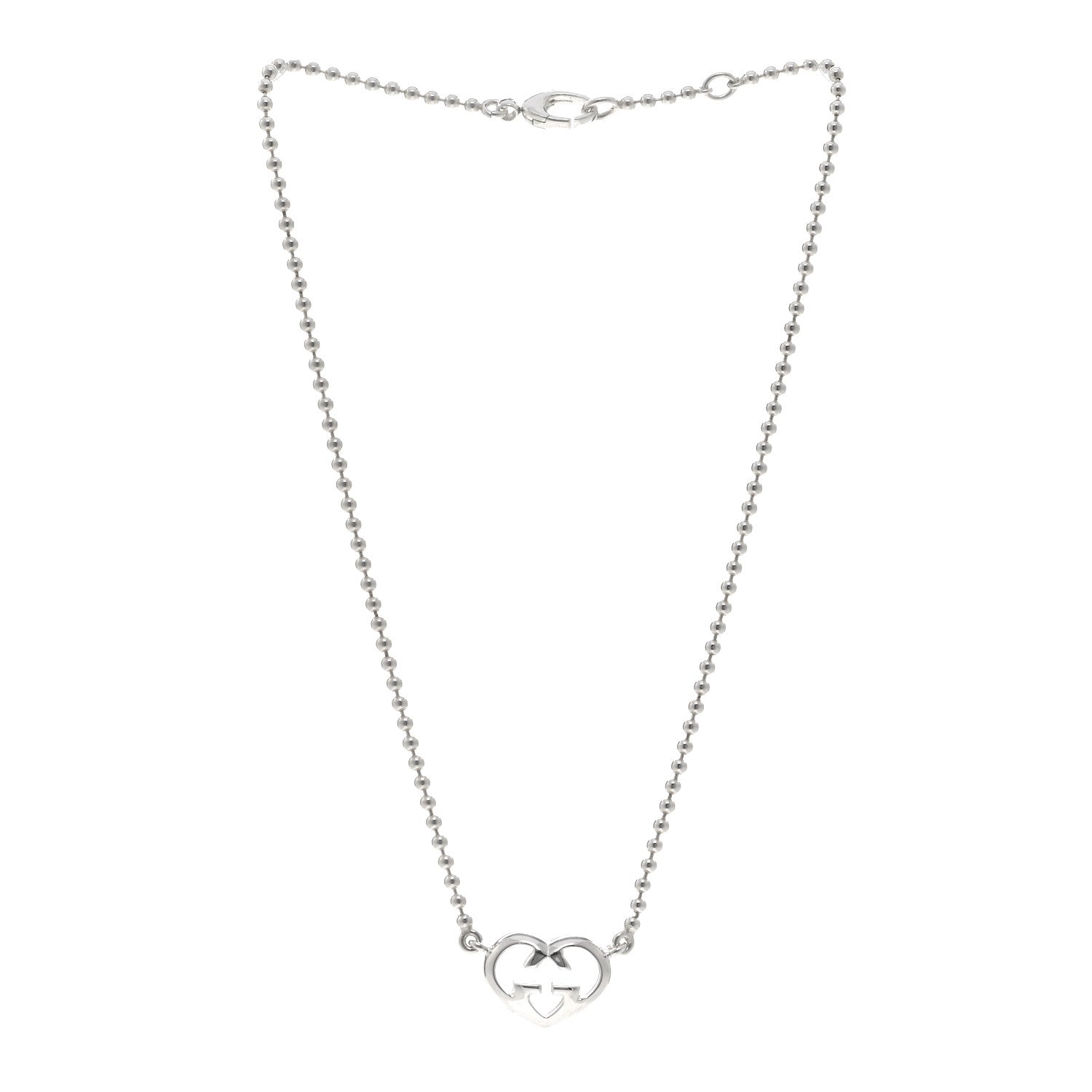 Gucci Sterling Silver Britt Heart Station Pendant Necklace 3 of 4
