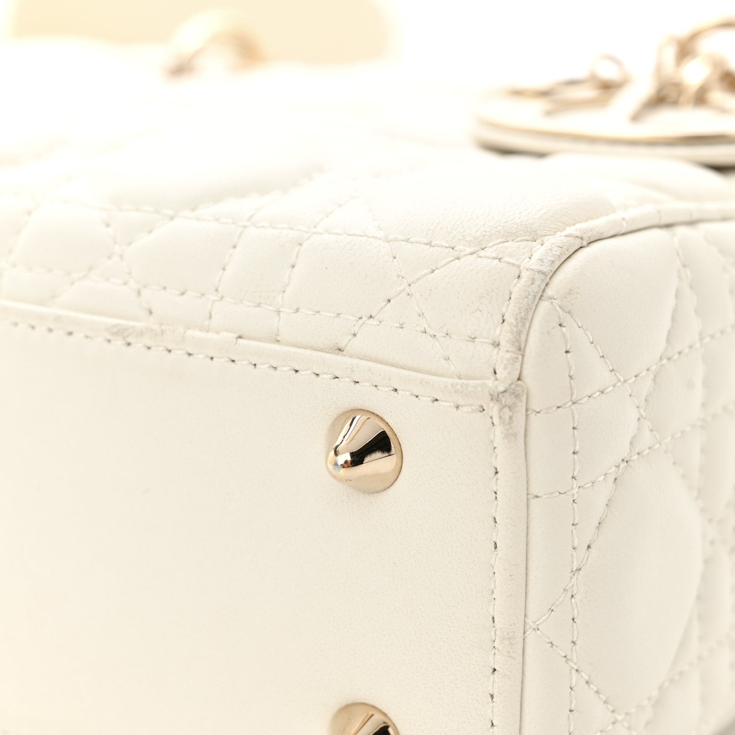 Lambskin Cannage Small Lucky Badges My Lady Dior White