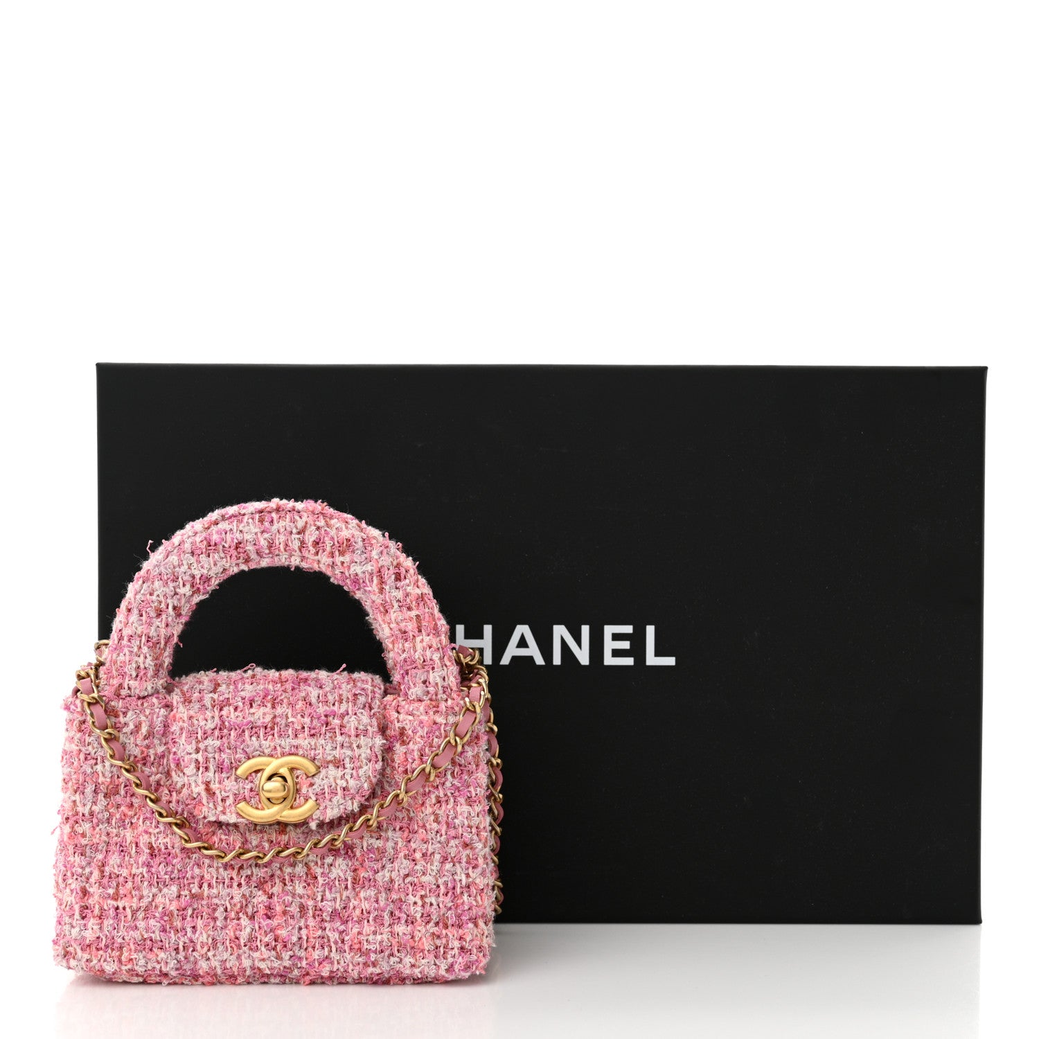 Chanel Tweed Quilted Mini Nano Kelly Shopper Pink 11 of 11