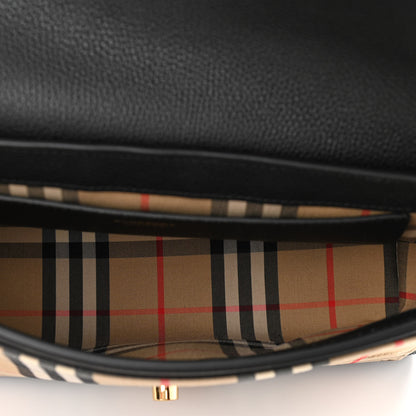 Burberry Grainy Calfskin Vintage Check Note Crossbody Bag Black 5 of 10