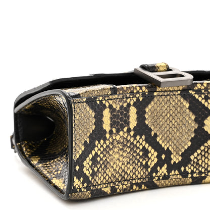 Balenciaga Shiny Calfskin Snakeskin Embossed Hourglass Top Handle Bag XS Gold Black 8 of 10