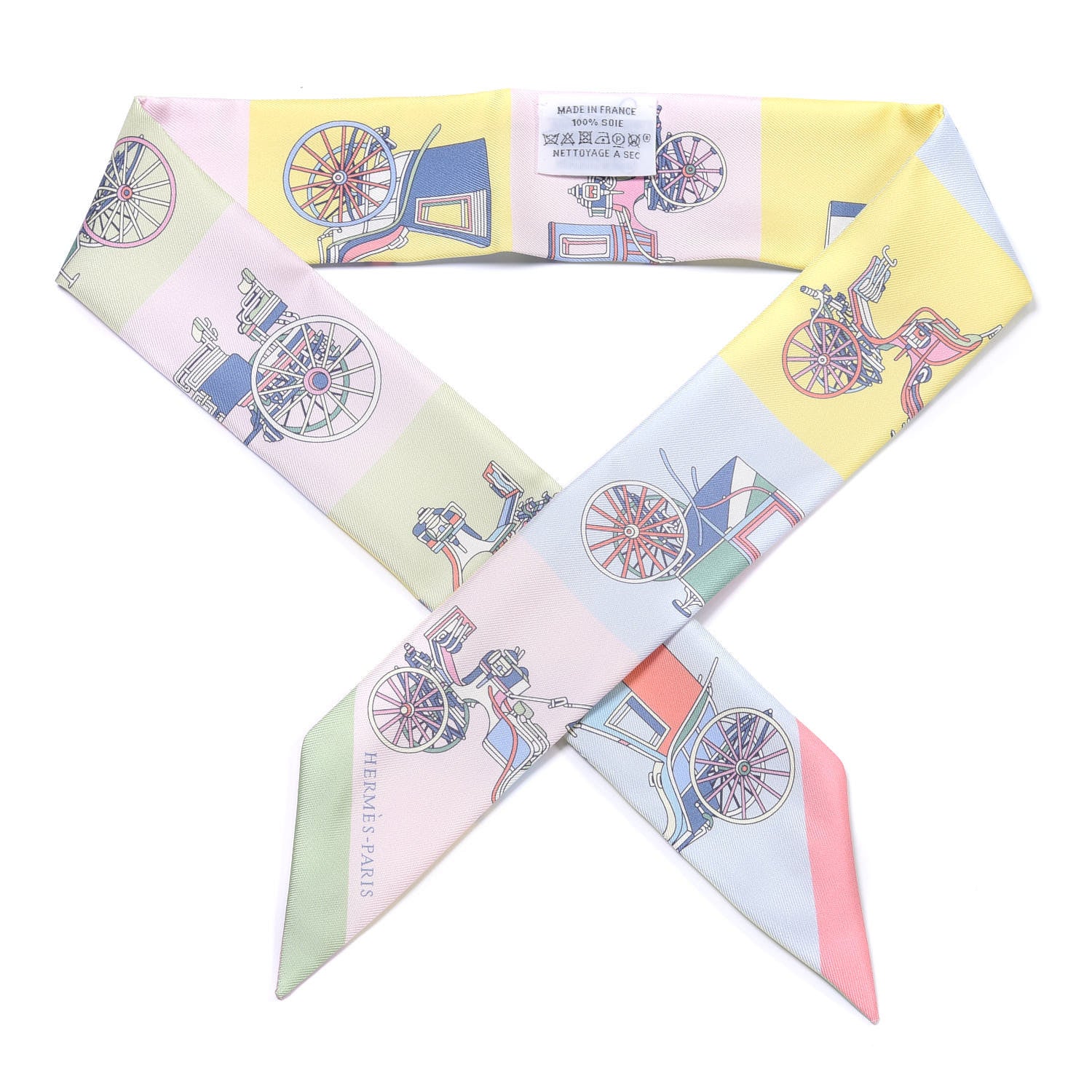 Hermes Silk Les Voitures Exquises Twilly Rose Pale Jaune Pale 1 of 4