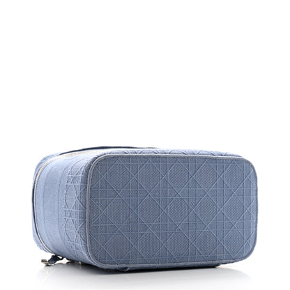 Christian Dior Canvas Embroidered Cannage Diortravel Vanity Case Blue 7 of 9