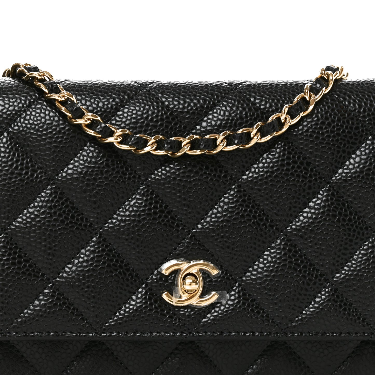 Caviar Quilted CC Turnlock Wallet On Chain WOC Black