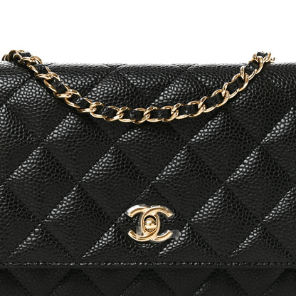 Chanel Caviar Quilted CC Turnlock Wallet On Chain WOC Black 9 of 12