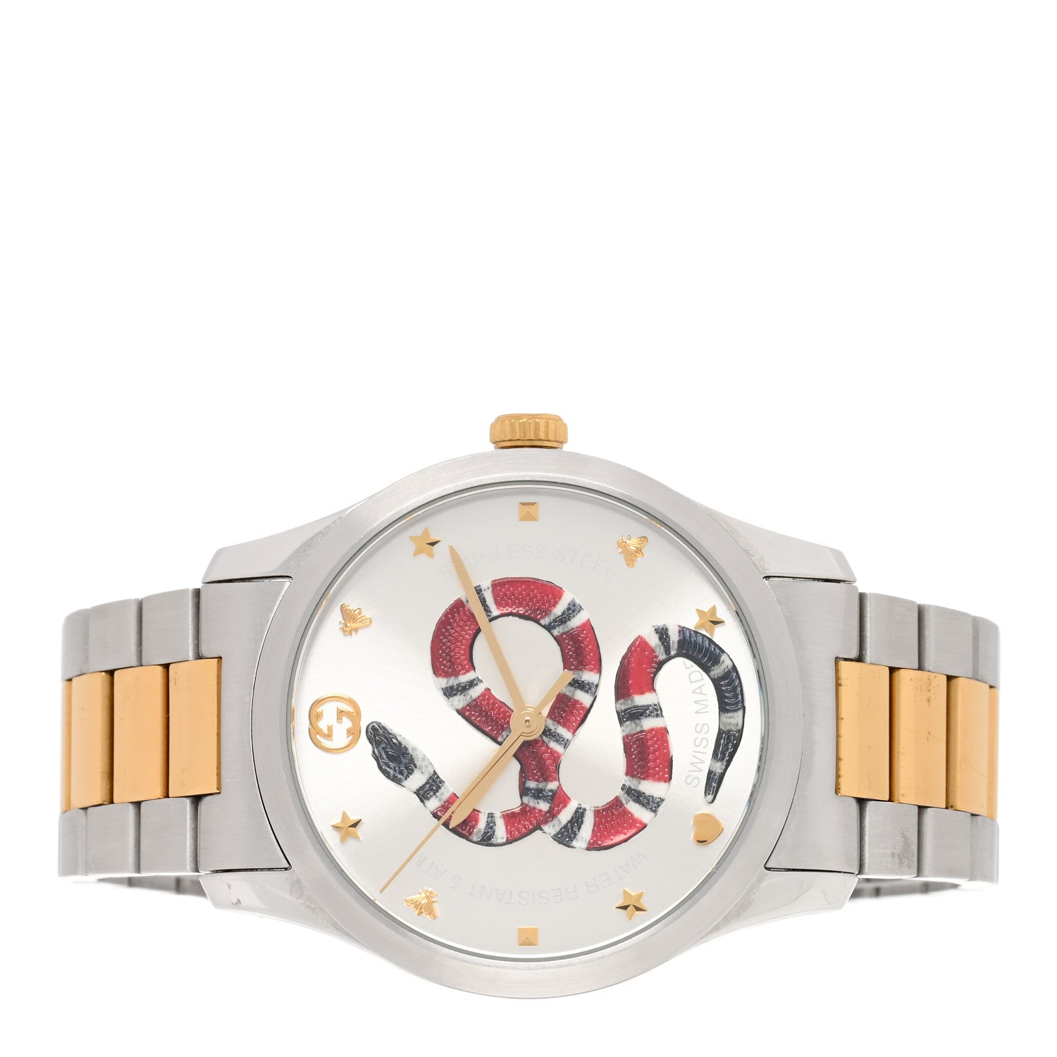Gucci Stainless Steel 38mm G-Timeless Two Tone Snake Quartz Watch