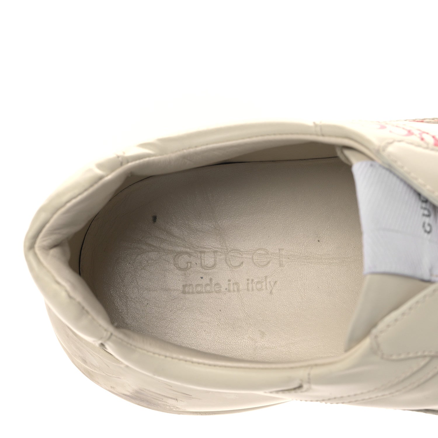 Gucci Calfskin Mens Gucci Disk Rhyton Sneaker 11 Ivory Red 7 of 9