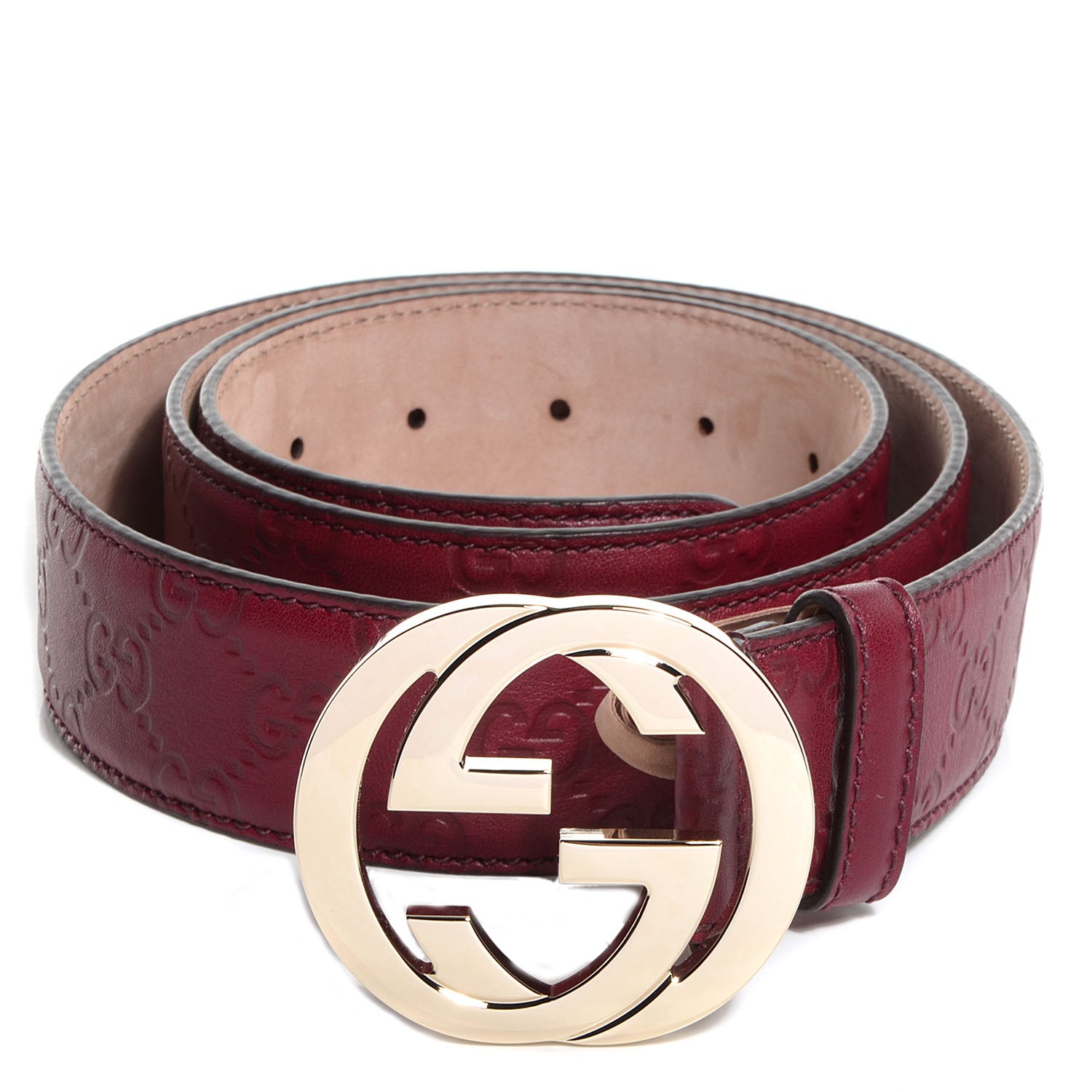 Gucci Guccissima Signature Interlocking G 40mm Belt 110 44 Classic Ruby 1 of 5