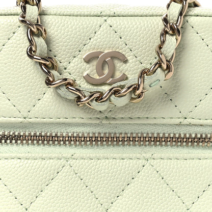 Chanel Caviar Quilted Phone Holder With Chain Light Green 8 of 12