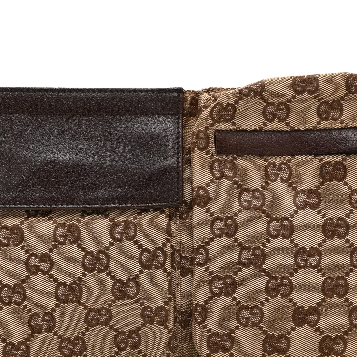 GG Monogram Double Pocket Belt Bag Dark Brown