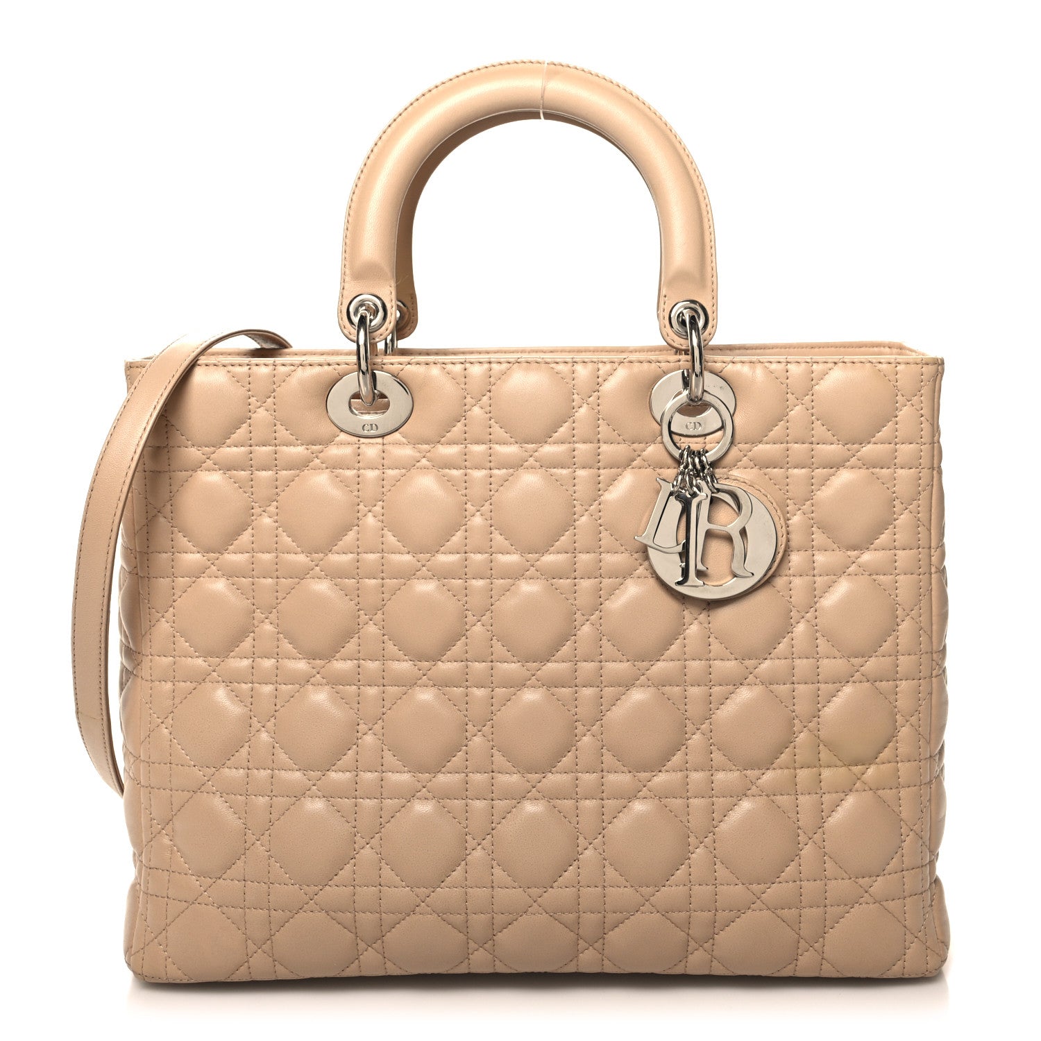 Christian Dior Lambskin Cannage Large Lady Dior Beige 1 of 10