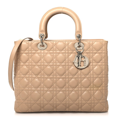 Christian Dior Lambskin Cannage Large Lady Dior Beige 1 of 10