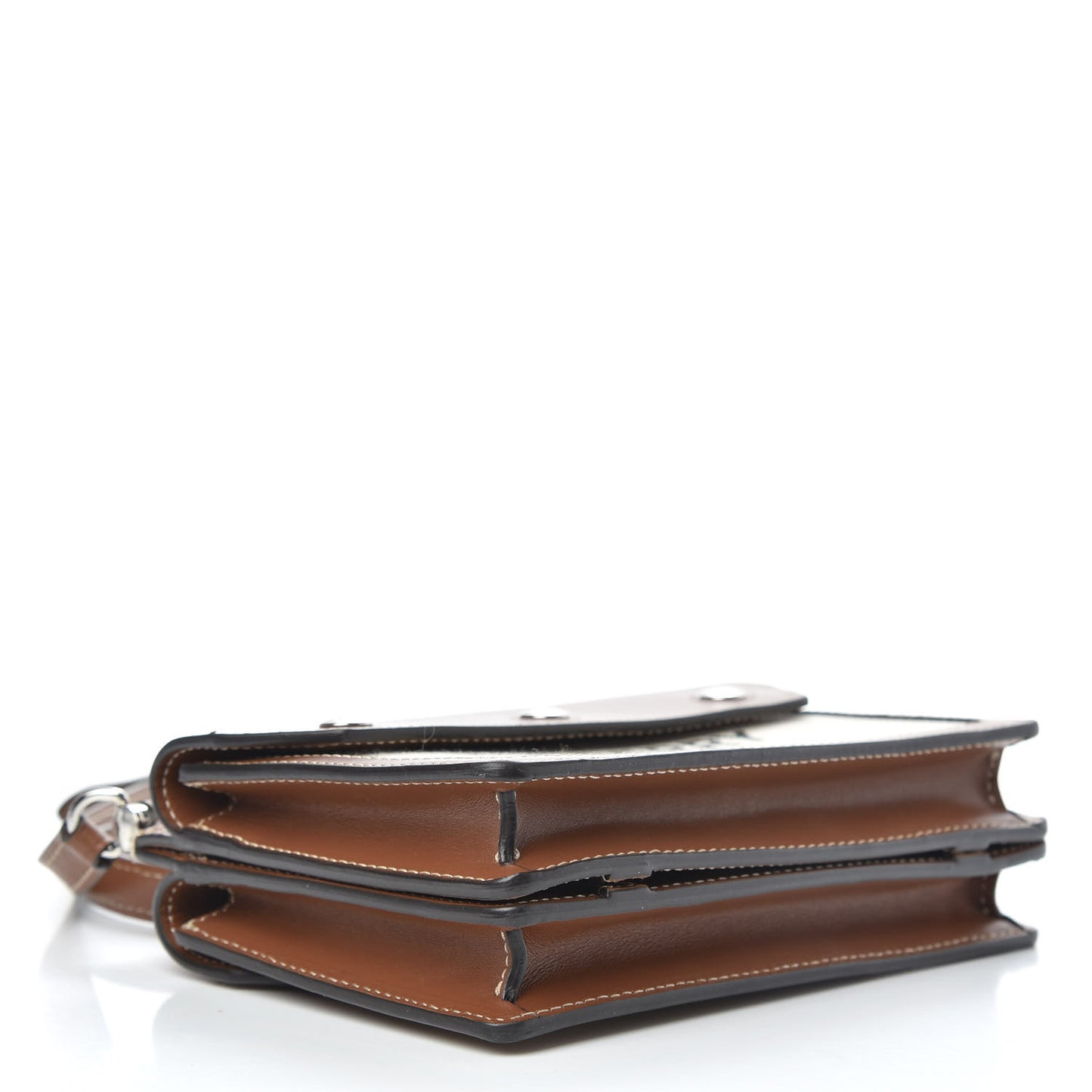 Smooth Calfskin Canvas Horseferry Print Mini Title Bag with Pocket Natural Malt Brown