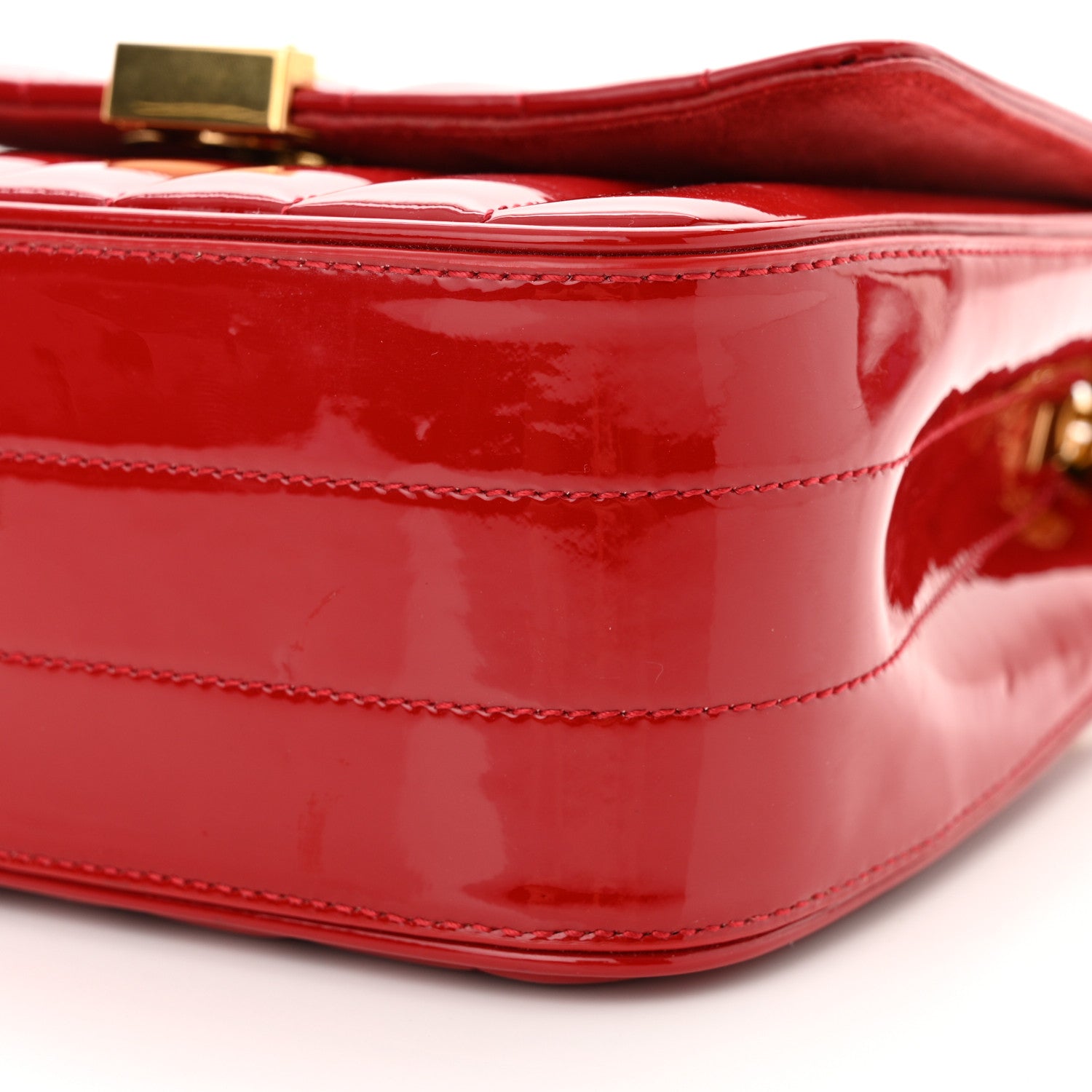 Saint Laurent Patent Calfskin Matelasse Medium Vicky Chain Bag Rouge Eros 10 of 13