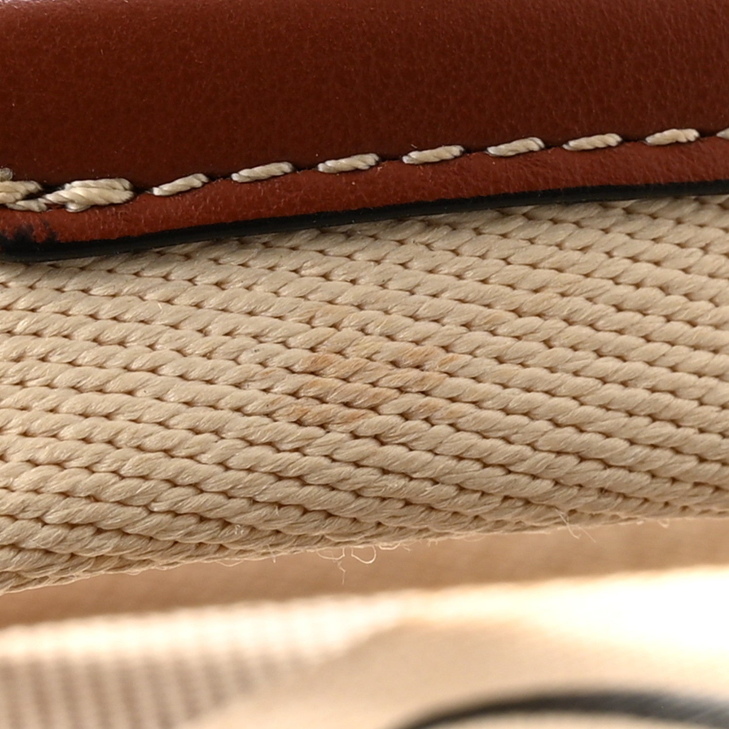 Chloe Cotton Calfskin Large Woody Ribbon Tote White Brown 13 of 14