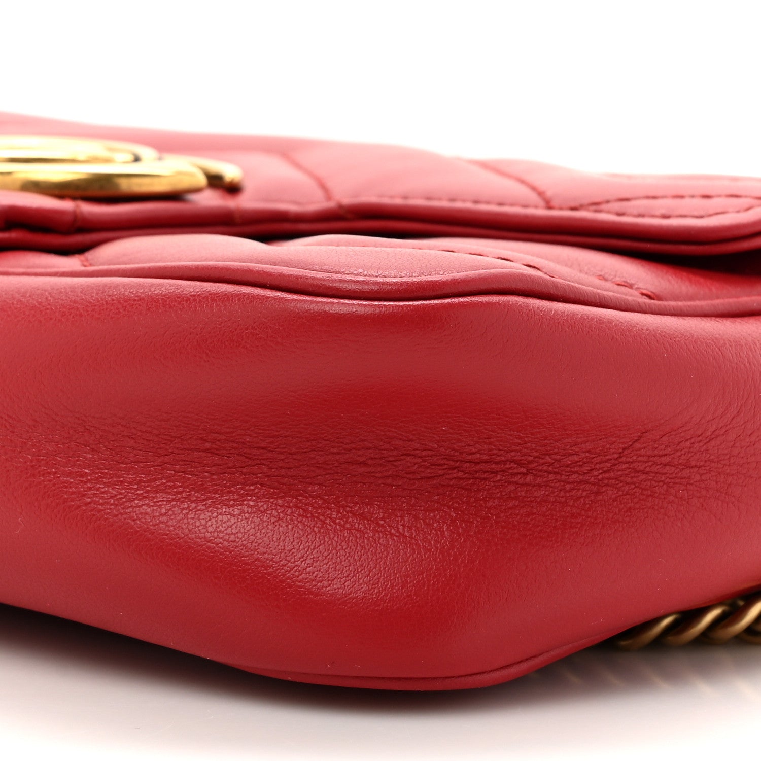 Gucci Calfskin Matelasse Super Mini GG Marmont Shoulder Bag Hibiscus Red 9 of 14