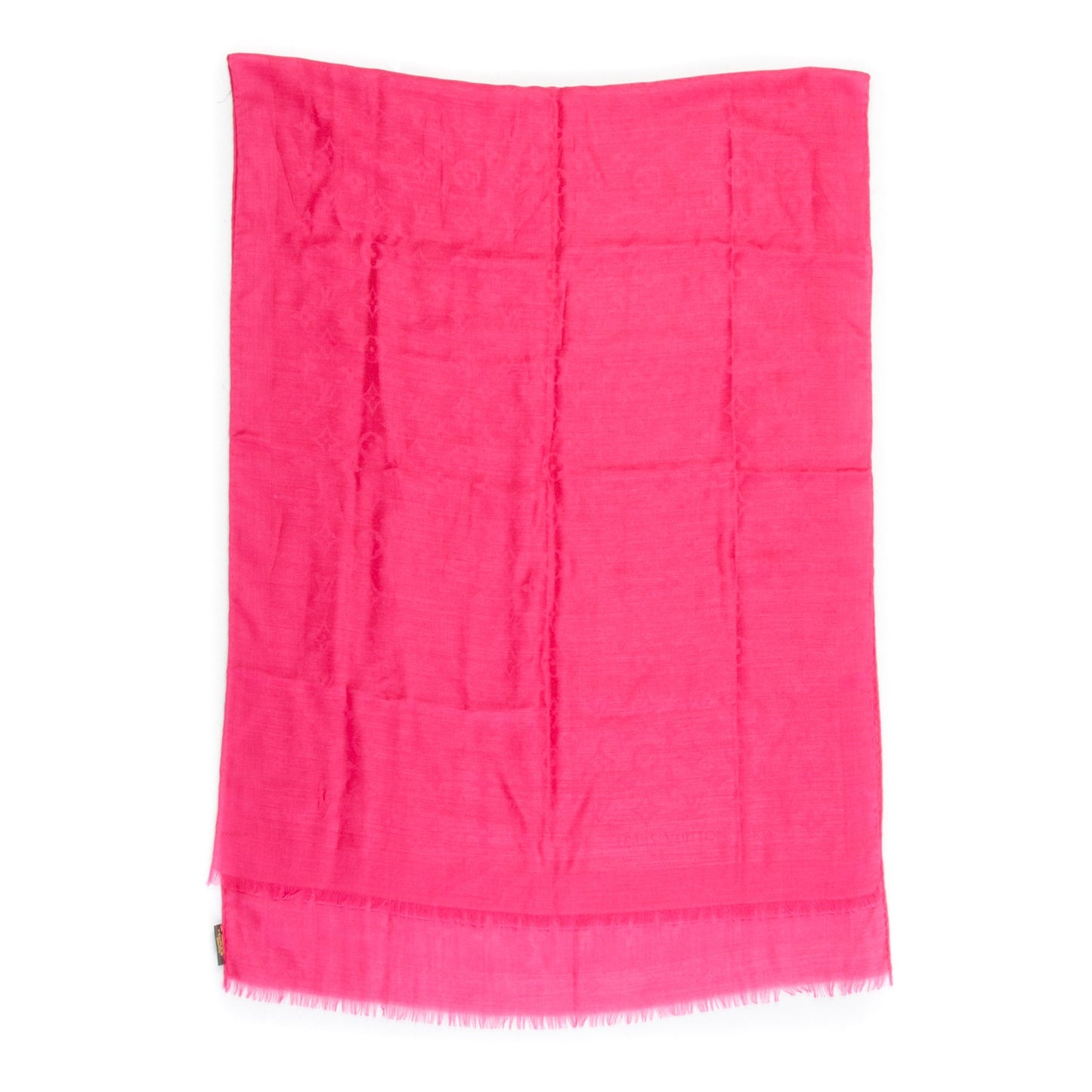 Cashmere Wool Silk Monogram Stole Fuchsia