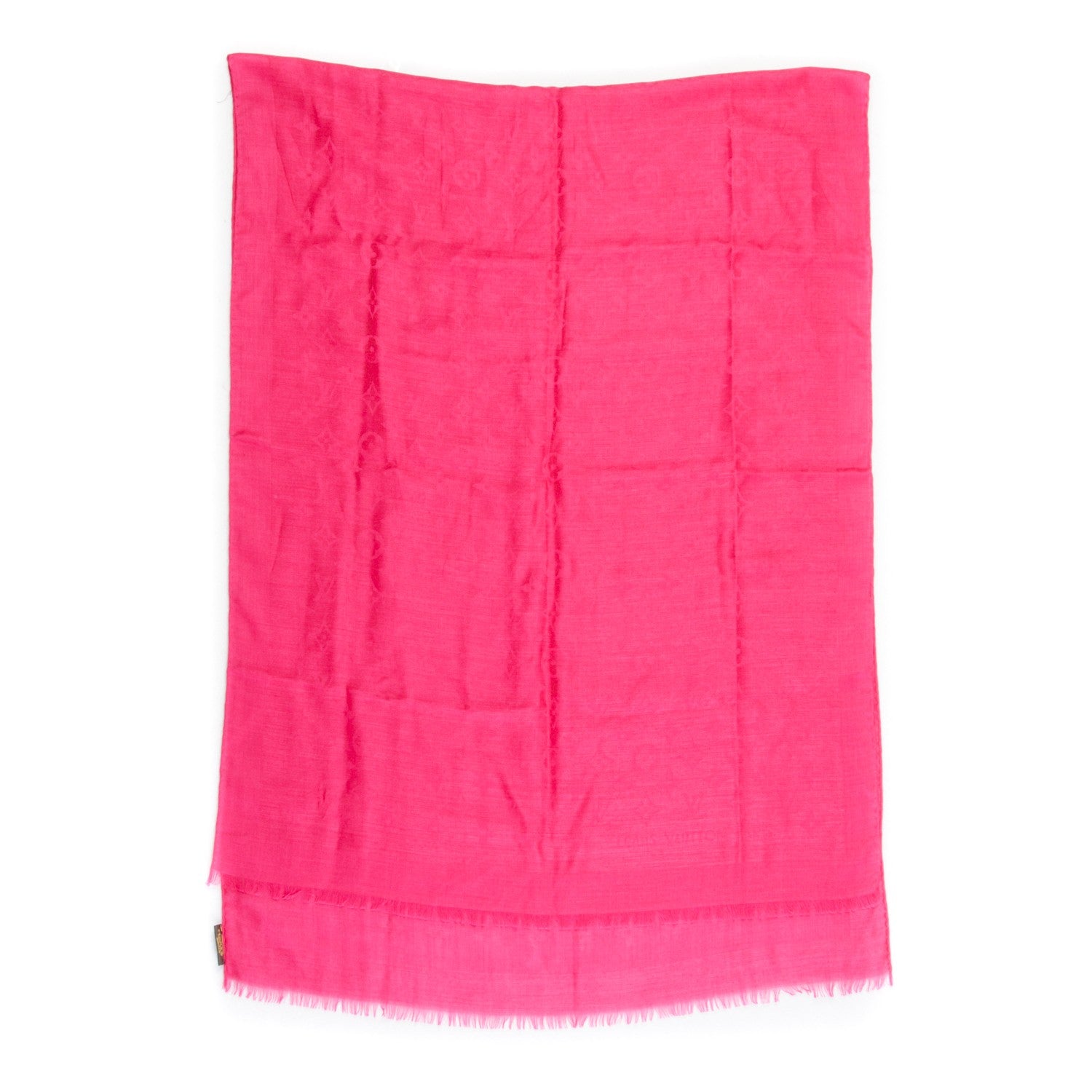 Louis Vuitton Cashmere Wool Silk Monogram Stole Fuchsia 3 of 6