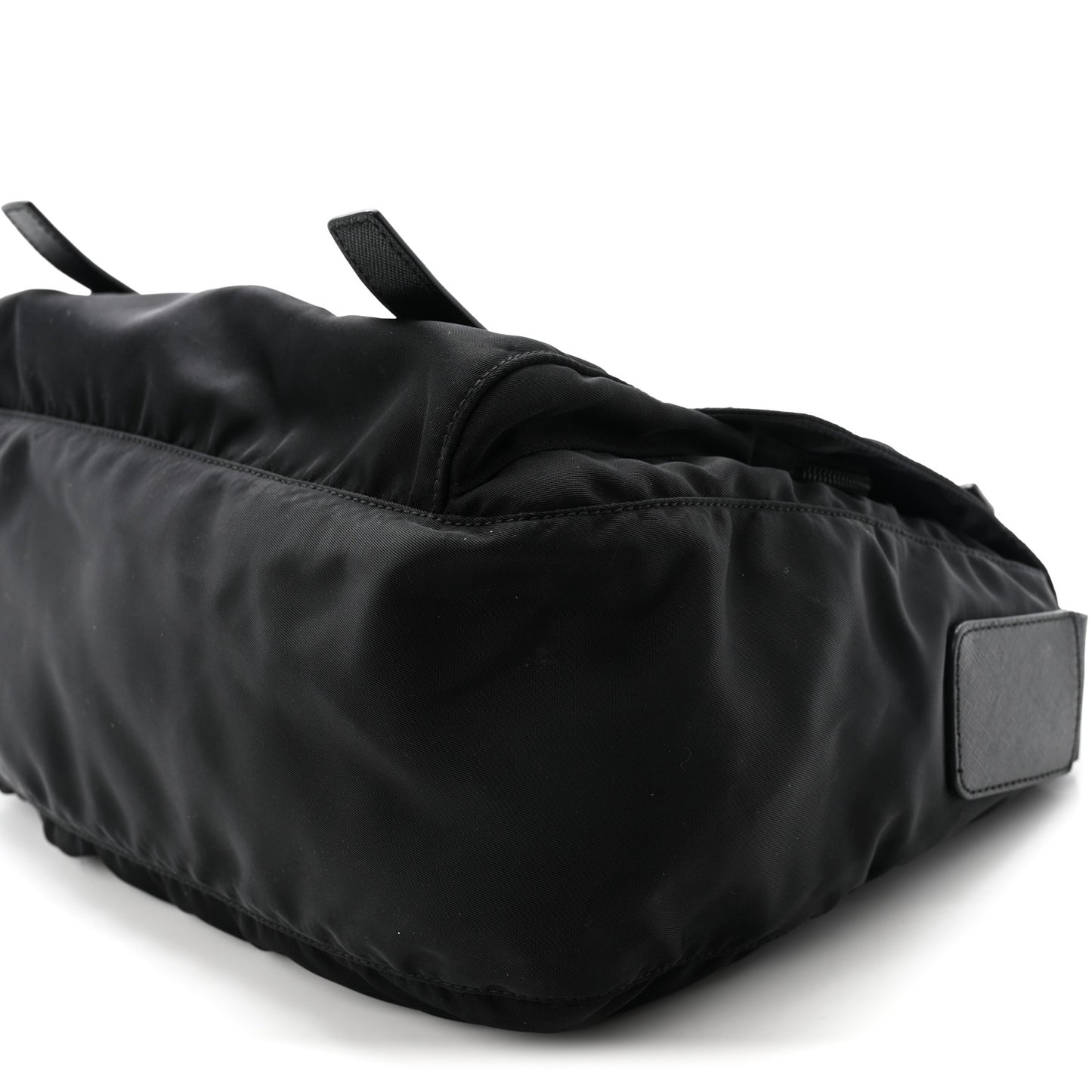 Tessuto Nylon Saffiano Double Buckle Messenger Shoulder Bag Black