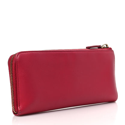 Prada Saffiano Triangle Zip Around Wallet Peonia 3 of 6