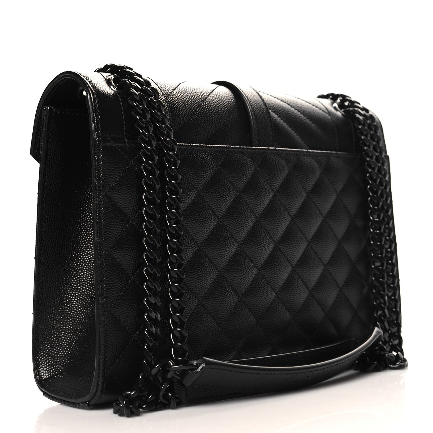 Grain De Poudre Textured Mixed Matelasse Triquilt Medium Monogram Monochrome Satchel Black